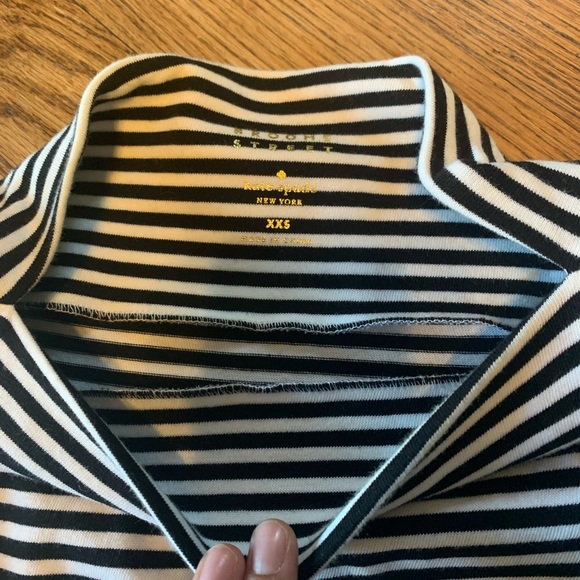 Kate Spade Broome Street Striped White Black Short Sleeve boatneck top - Picture 2 of 2